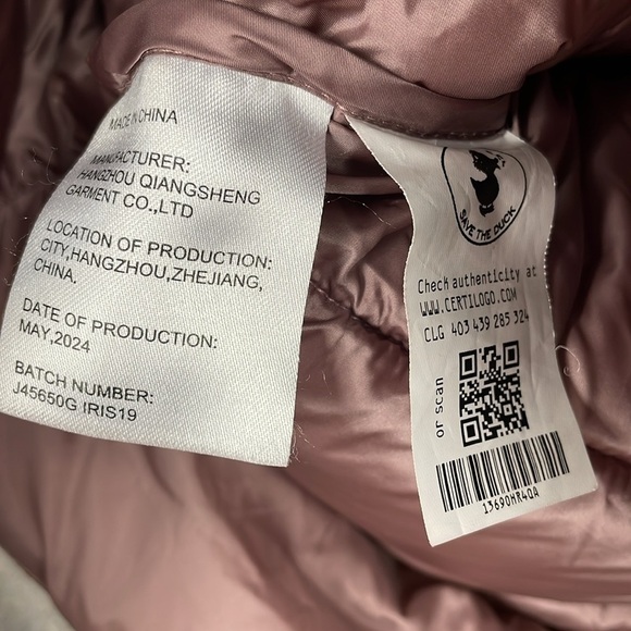 Save The Duck Gracie Quilted Puffer Jacket Full Zip Mauve Misty Rose Kids Sz 10 - Picture 14 of 16